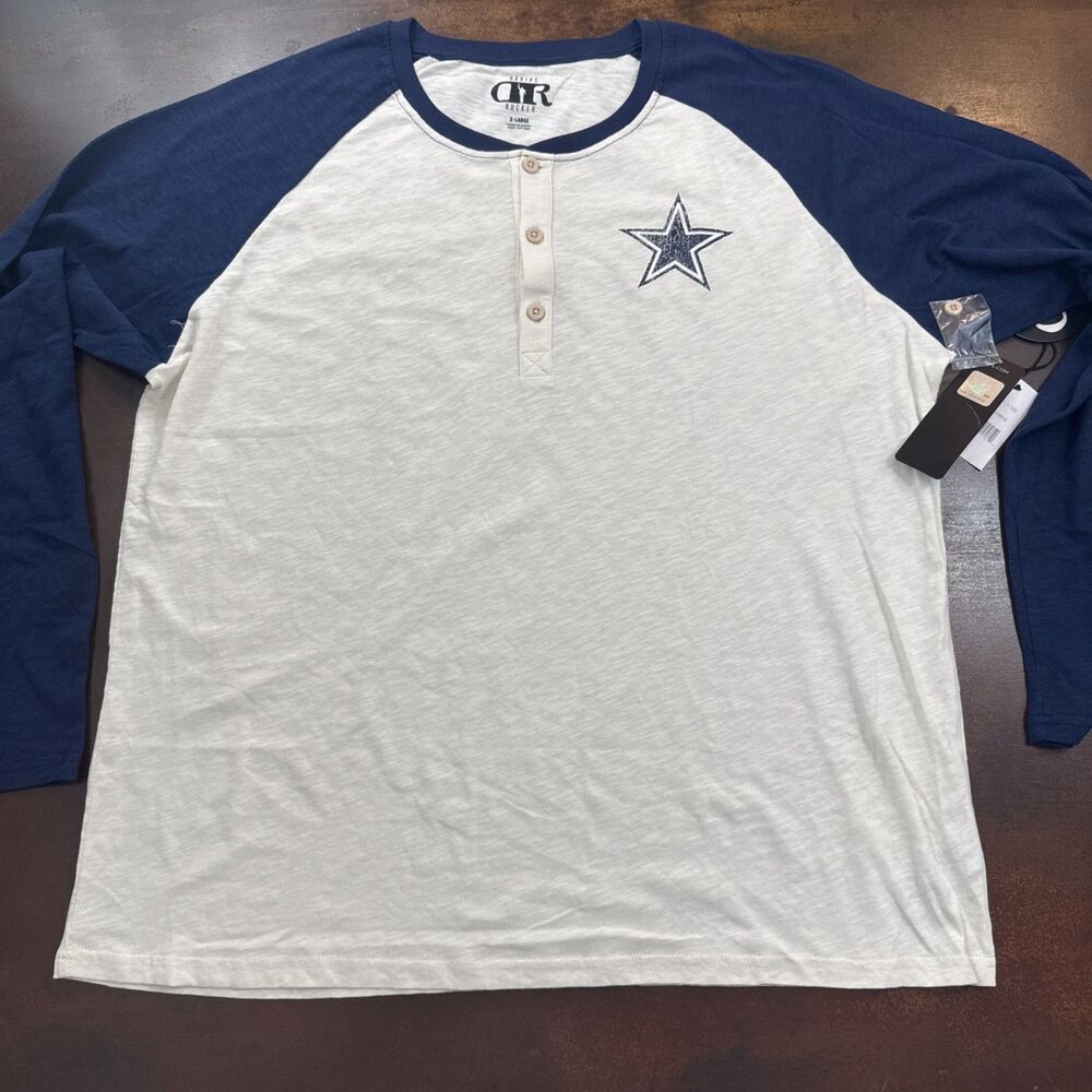 Dallas Cowboys Darius Rucker Men's White/Navy Raglan Long-Sleeve Shirt 2XL NWT